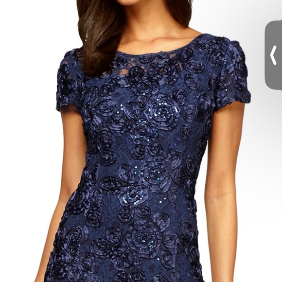 NWT Alex Evenings Navy Blue Evening Gown Size 12 - Picture 2 of 9